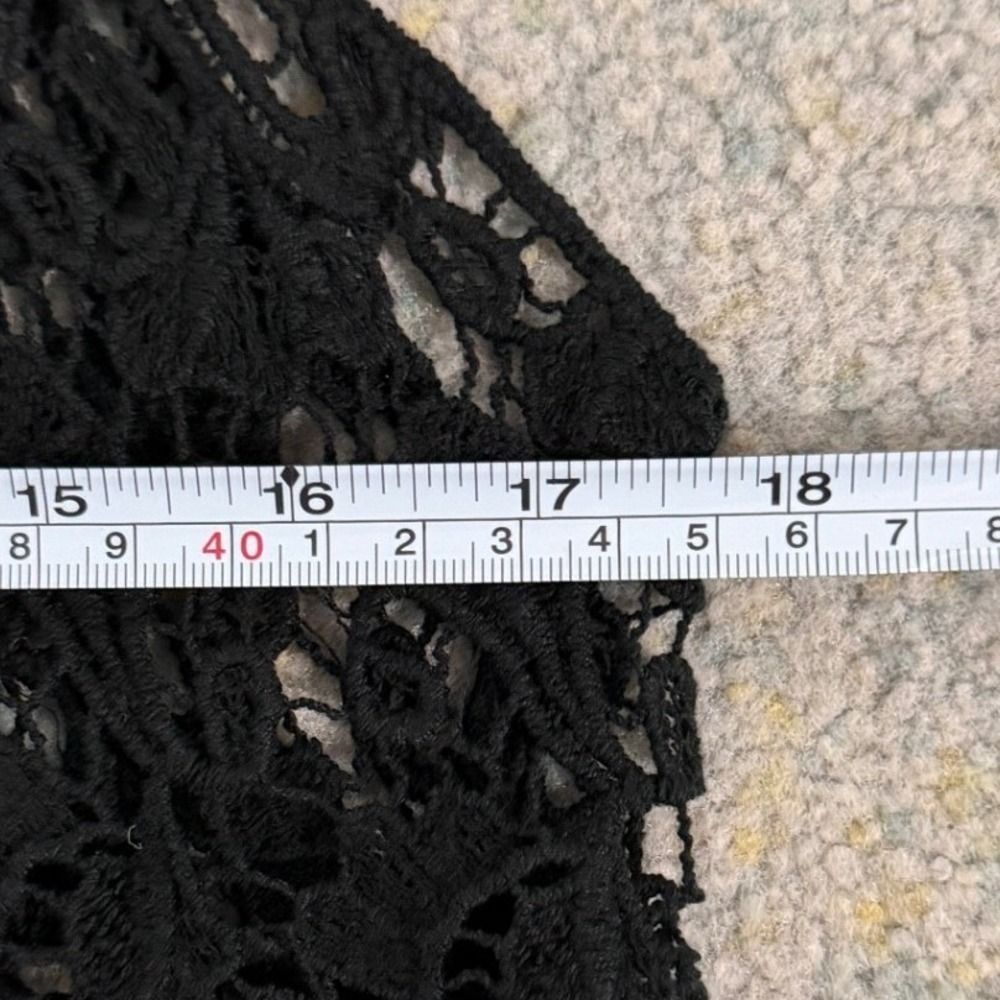 Black Crochet Lace Boho Halter Top Womens S Festival Goth Sheer Guipure Floral - Picture 5 of 11
